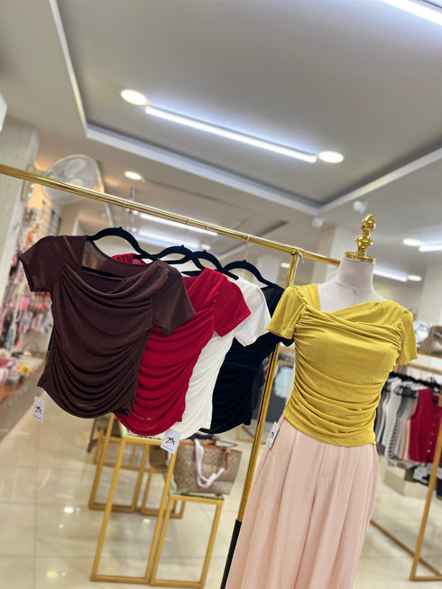 Asymmetrical Neckline Fitted Bodycon Tops